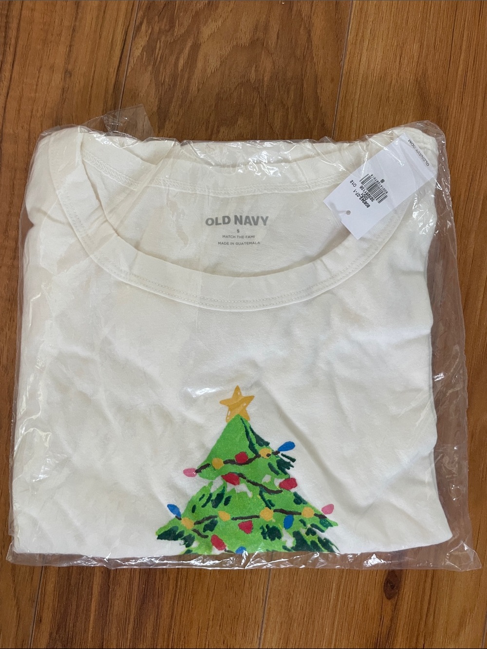 Old Navy PJ Short-Sleeve Tee with Green Christmas Tree Graphic